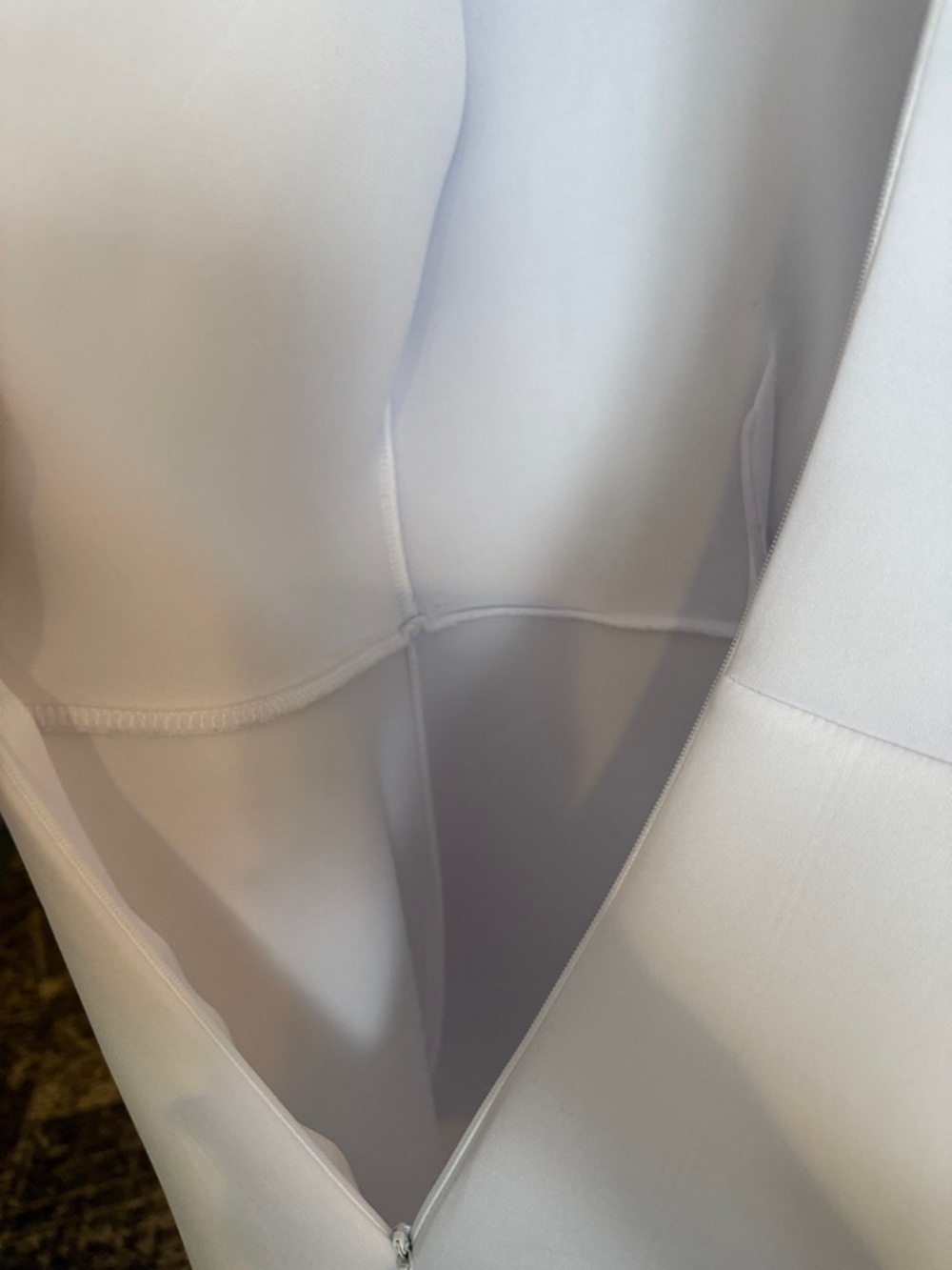 White Midi Sheath Dress with Dramatic Ruffle Sleeves - Picture 5 of 8